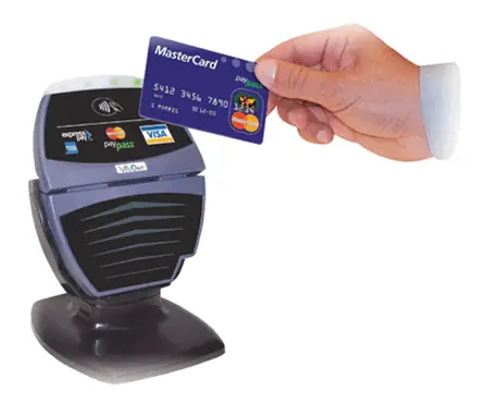 Host Merchant Services image of a contactless terminal for EMV cards