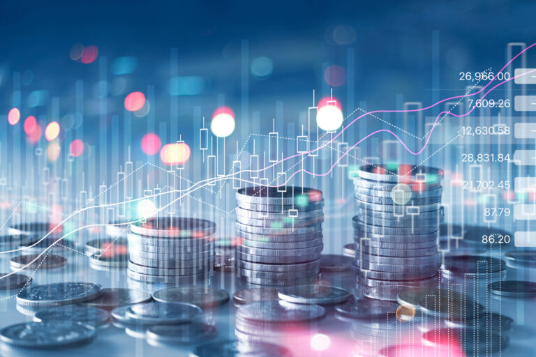 financial stock market graph and rows of coins growth abstract and symbol for finance concept business investment and currency 162020228
