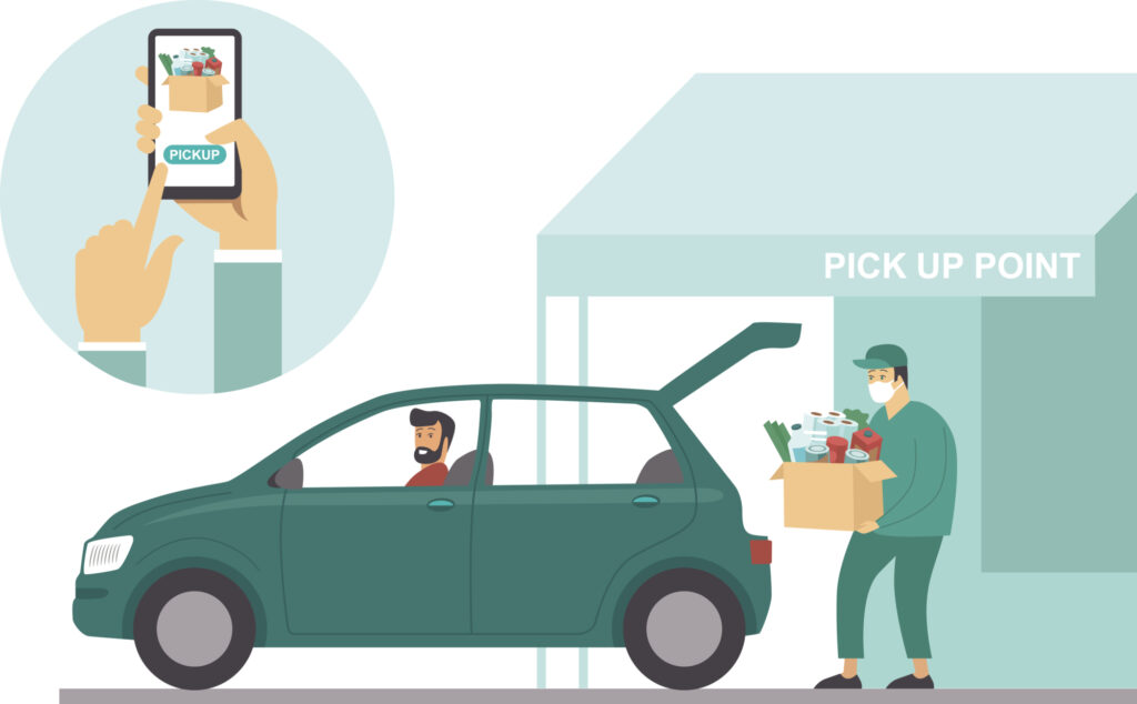 Pick Up Point In Food Supermarket Safe Shopping During Coronavirus Covid 19 Quarantine 179777094