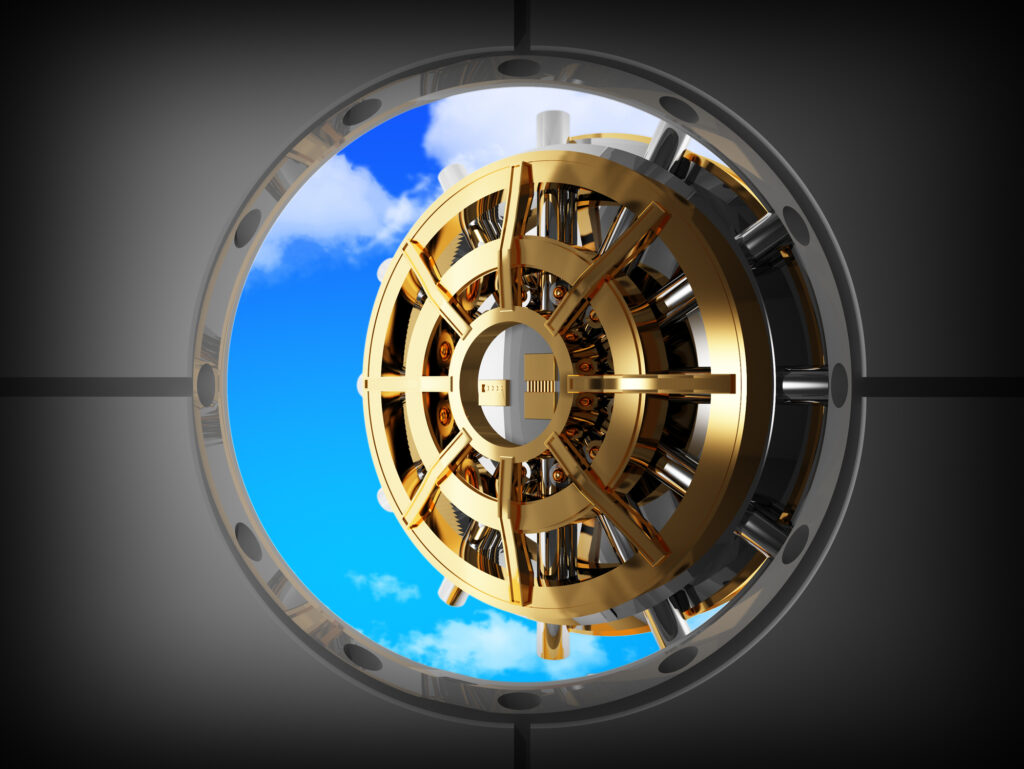 Vault Bank Door And Sky 14029088