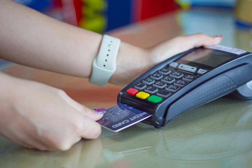 Young Woman Paying By Credit Card Credit Card Payment Buy And Sell Products Service Concept 159682655