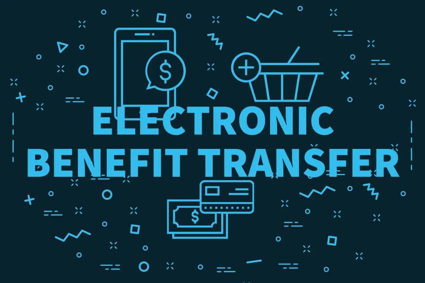 conceptual business illustration with the words electronic benefit transfer 111905607