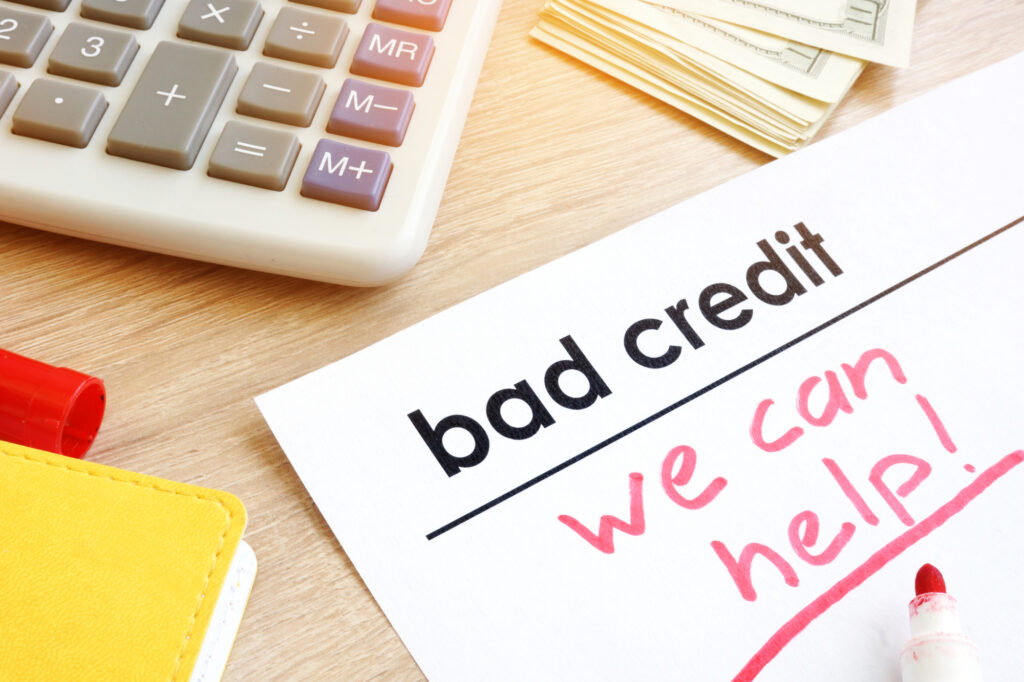 document bad credit with sign we can help 116600525