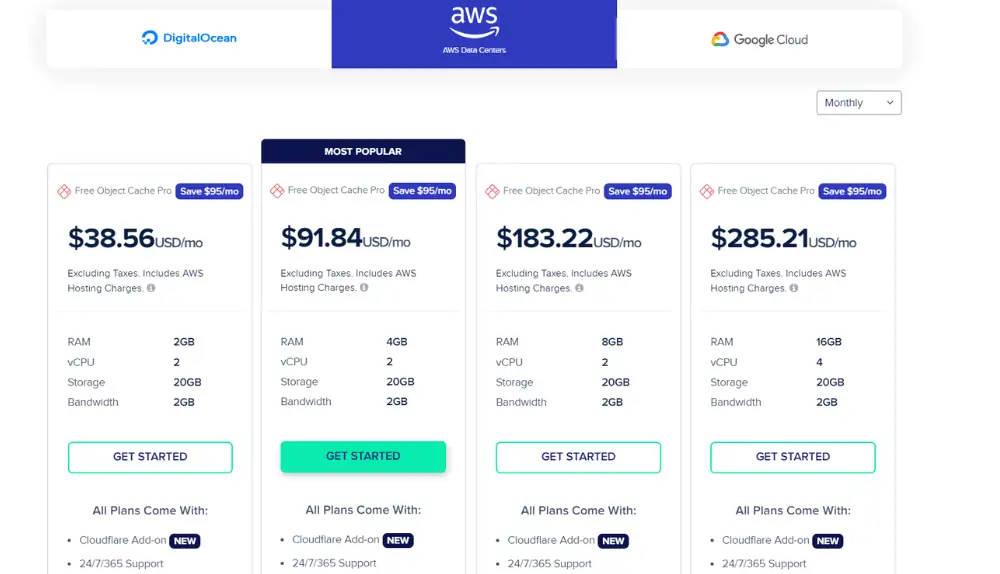 Cloudways webhosting AWS pricing and plan