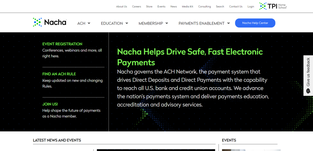NACHA site screenshot