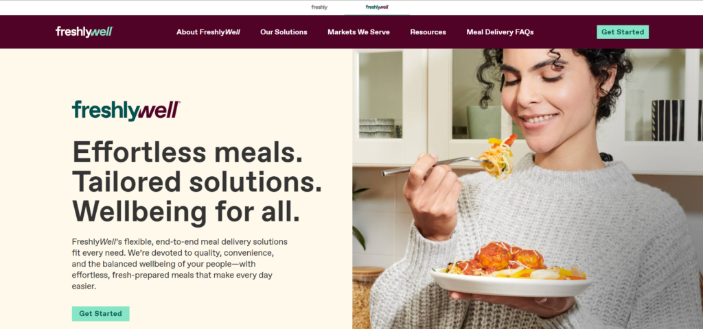Freshly Well Website before shutting down.