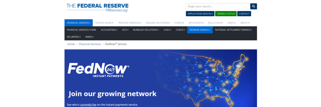 The Federal Reserve website screenshot