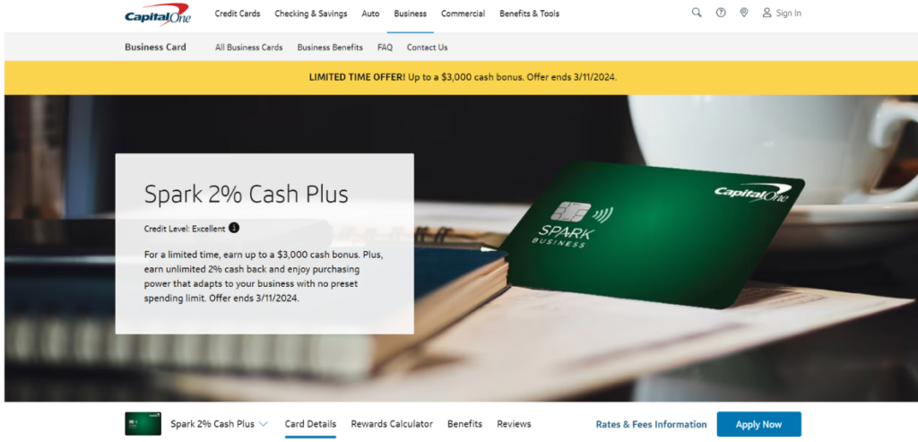 Best Business Credit Cards - Capital One Spark Cash Plus