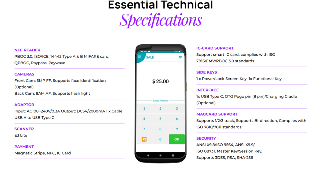 Screenshot 2024 10 29 171554 What Are the Specifications of Dejavoo P8 Android Wireless Terminal?