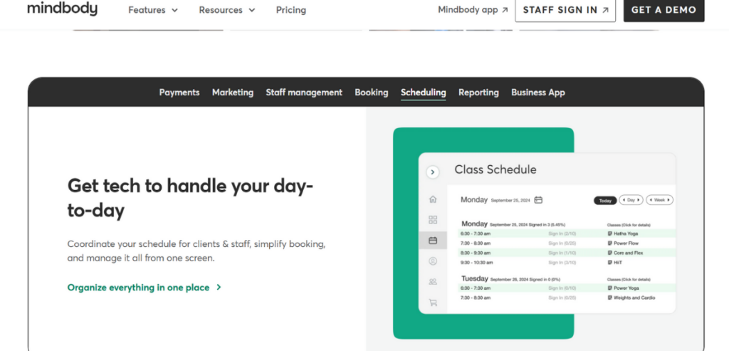 Features of Mindbody Online Mindbody Online Features